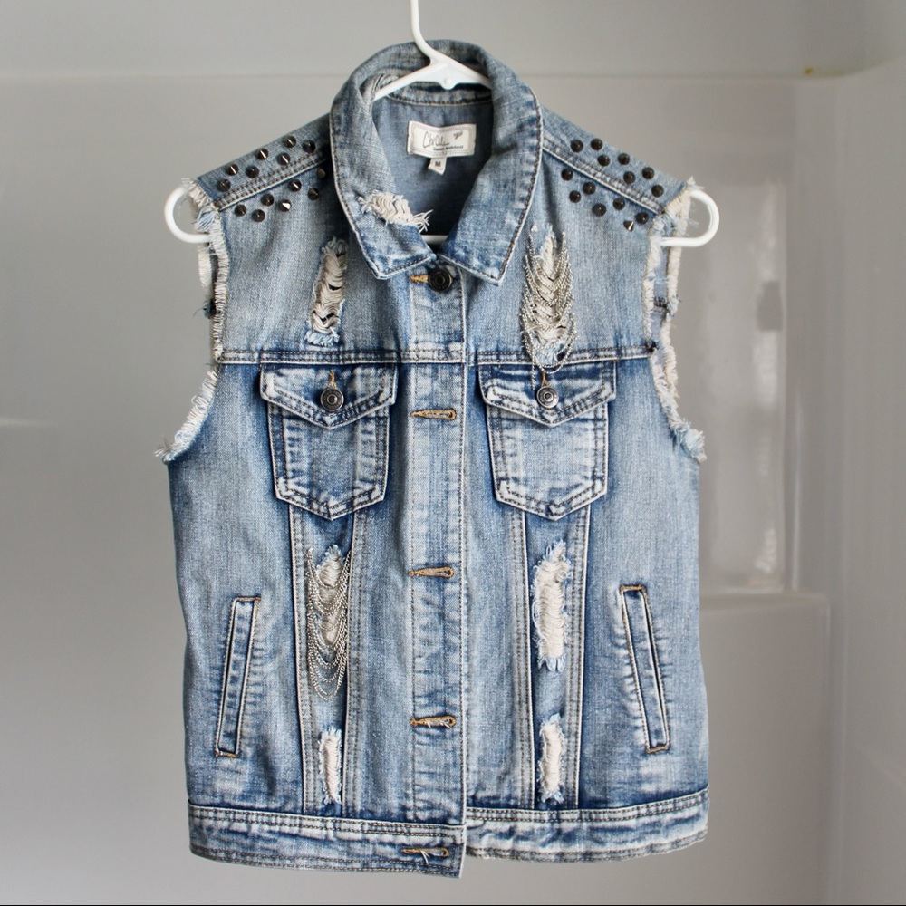 Vintage Distressed Denim Vest